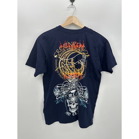 Celtic Ireland Mens Navy Blue Tee T-Shirt Size M Grunge Y2K Biker Skeleton Emo - Picture 2 of 4